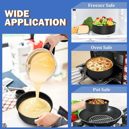 P&P CHEF 9.5 Inch Cake Pan, Nonstick Round Baking Layer Cake Pans Tins Set for Birthday Wedding, 2.94-Inch Deep Side & One-piece Design, Stainless Steel Core & Easy Clean, Black 2Pcs
