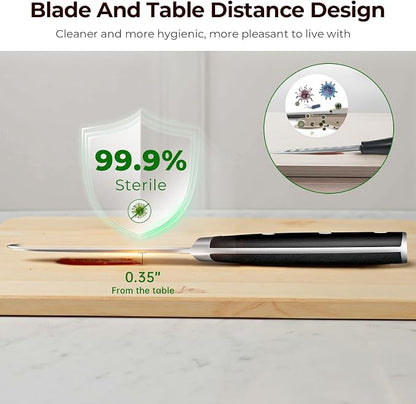 CoquusAid Paring Knife 3.75 Inch Fruit Knives, Small Kitchen Knife, Ultra Sharp German Stainless Steel Vegetable Knives, Damascus Pattern, Full Tang Handle Design, Elegant Black Ideal for Gift