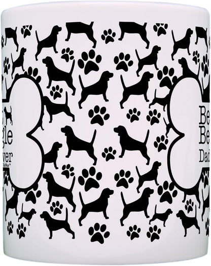 ThisWear Best Beagle Mom Dad Ever Bundle Paws Dogs 2 Pack Gift Coffee Mugs Tea Cups Bone Pattern