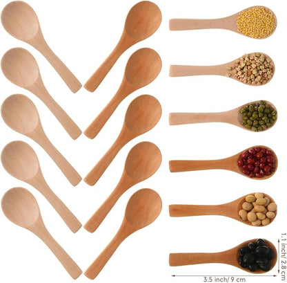 Boao 50 Pcs Small Wooden Spoons, 3.5'' L, Mini Wood Natural Tiny Spoons Wooden Little Teaspoons for Jars Sugar Creamer Honey Spices Salt Kitchen Supplies (Mix Color)