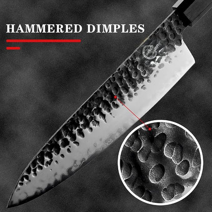 Grandsharp Chef Knife, 8 Inch Kitchen Knife, AUS10 Handmade Forged Pro Japanese Sharp High Carbon 3-layer Steel Meat Sushi Gyuto Cutting Chef's Cleaver-Wooden Sheath–Rosewood Handle