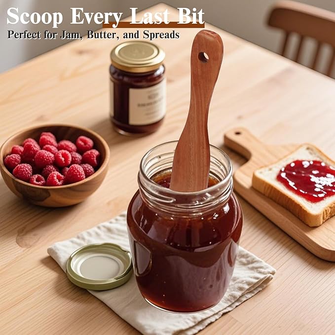 2Pcs Skinny Spurtle for Sourdough Starter, Reaching Bottom of Jars, Dough Whisk, Stirring, Mixing, Wooden Stir Spurtles, Kitchen Tools for NonStick Cookware, Sour Dough Tool, Gift for Sourdough Lovers