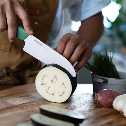 Kyocera Commemorative Ceramic 2-Piece Knife Set - Botanical Green 5.5" Santoku & 4.5" Utility