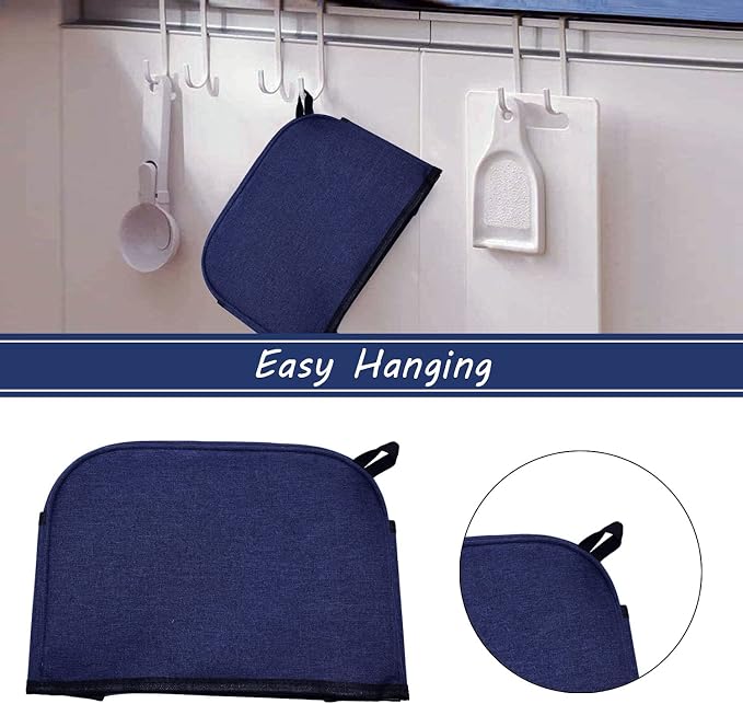 2 Slice Toaster Cover,Small Appliance Toaster Cover with Pockets for Kitchen,Washable and Dust Protection,Blue