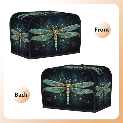Animal Dragonfly Toaster Cover 2 Slice Wide Slot Washable Toaster Covers | Turquoise Art Dust and Fingerprint Protection Bread Maker Covers for Kitchen Accessories Decor Bakeware Women Gift