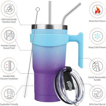 BJPKPK 20 oz Tumbler With Handle And Straw Stainless Steel Insulated Tumbler Cups With Lids,Ocean Dream