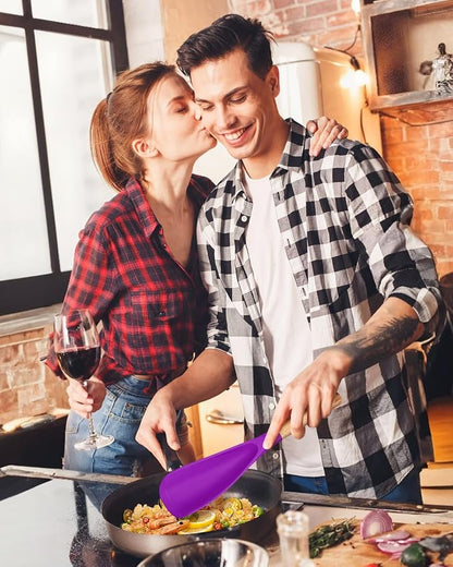 Cooking Spoon for Nonstick Cookwares, Great for Cooking and Serving Sturdy BPA-Free Matte Silicone, Wood Handle Spoon for Mixing, Scoop, and Scrape (BERRY, 11.4 inch)