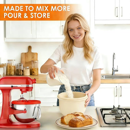 Silicone Bowl Liners for KitchenAid 7 Qt Bowl-Lift Mixer, Silicone Bowl Insert for KitchenAid 7 Quart Mixer, Included 3 Liners with 3 Lids (For 7 Qt Bowl-lift)