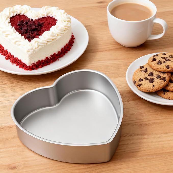 10 Inch Heart Cake Pans, deep 3， Shaped Cake Pans, Non-stick Cake Baking Pans for Kitchen Birthday Wedding Party (10×3 inch heart cake pan)