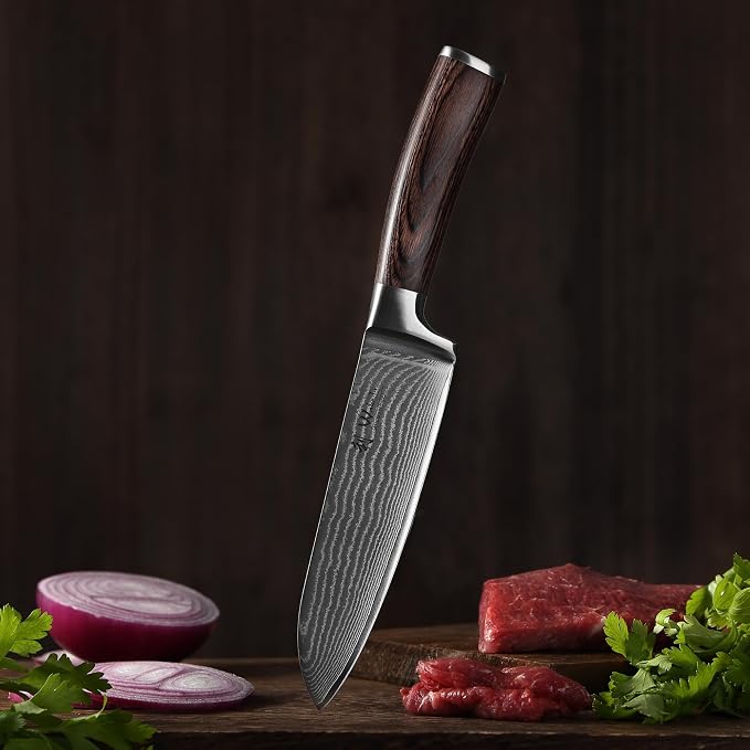 Wakoli EDIB 4-Piece Damascus Knife Set – Professional Kitchen Knife Set, 67-Layer Genuine Damascus Steel, High Carbon Stainless Steel Core (VG10), Ergonomic Pakkawood Handles, In Elegant Gift Box