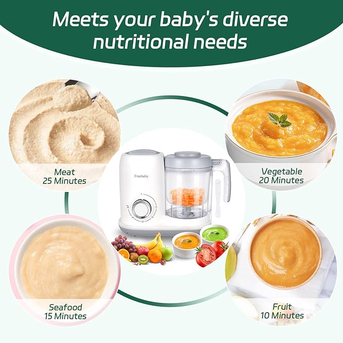 Freebaby 4 in 1 Baby Food Maker and Steamer, One Step Baby Food Processor and Puree Blender, 400ml Big Capacity, Dishwasher Safe Steam Basket, BPA-Free