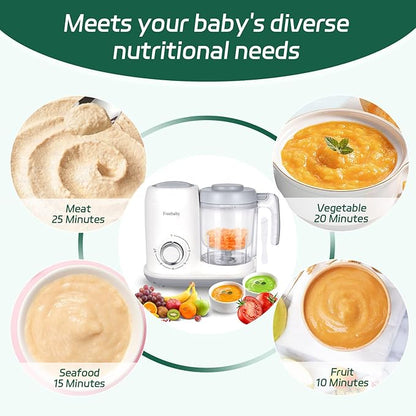 Freebaby 4 in 1 Baby Food Maker and Steamer, One Step Baby Food Processor and Puree Blender, 400ml Big Capacity, Dishwasher Safe Steam Basket, BPA-Free