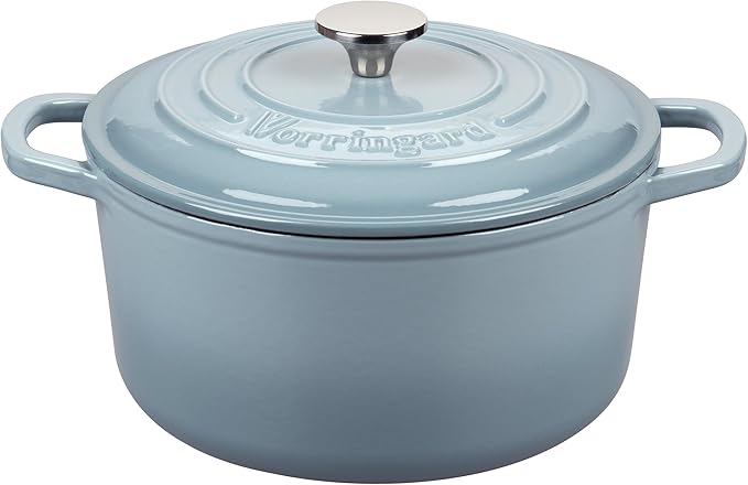 VORRINGARD Enameled Cast Iron Dutch Oven Pot with Lid, for Sourdough Bread Baking, Round Dutch Ovens, 4.5 Quart, Sea Salt