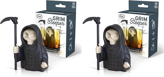 Genuine Fred Grim Steeper Reusable Silicone Tea Infuser,Black Grim Reaper Design,Fun and Clever Kitchen Gadget for Tea Lovers and Enthusiasts,(Pack of 2)