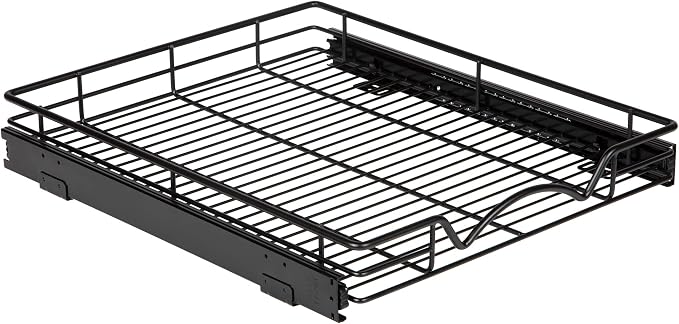 HOLDN’ STORAGE Pull Out Cabinet Organizer, Heavy Duty Caddy w/Lifetime Limited Warranty -17”W x 21”D - Requires At Least 18-1/4” Cabinet Opening, Steel Metal Cabinet Drawers Slide Out, Black