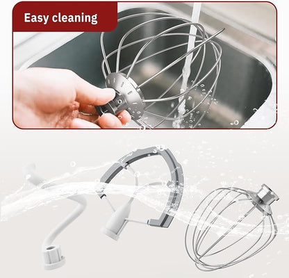 Flex Edge Beater 3Pcs for KitchenAid Mixer Attachments and Accessories Compatible with 6 Quart Lifting Stand Mixers (KN256 6-Wire Whip, 6QT Flat Beater Paddle, 6QT Dough Hook Attachment)