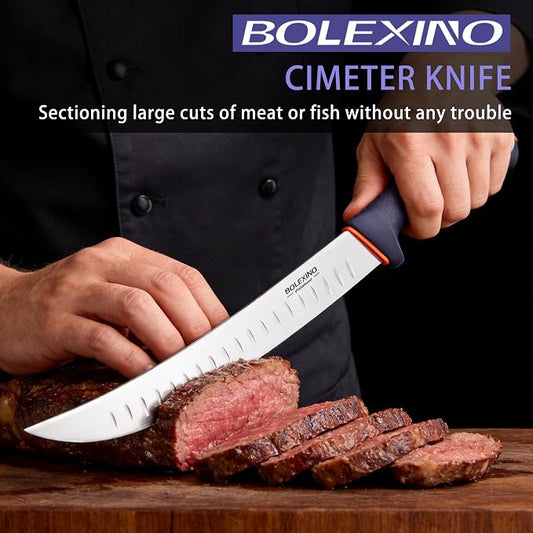 12 Inch Brisket Slicing Knife,Carving Knifewith Granton Edge, X50CrMoV15 Stainless Steel Butcher Knife with Ergonomic Non-Slip Handle for Meat Cutting, BBQ & Turkey