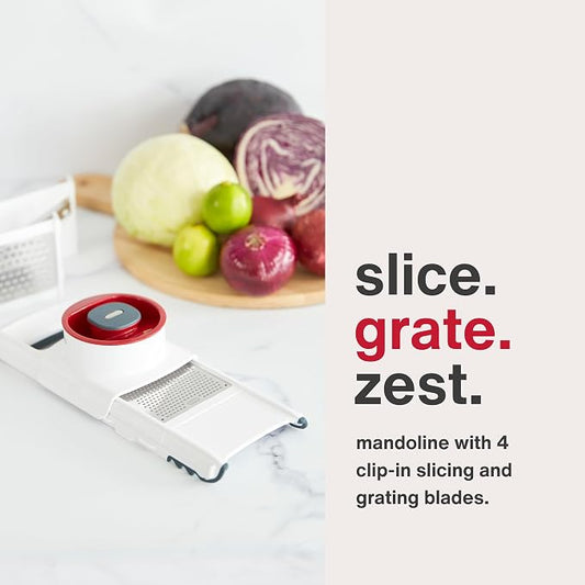 Zyliss Slicer - Food Cutter with Dishwasher Safe Blade & Pieces - Kitchen Tool for Easy & Effortless Slicing - Multipurpose Tool for Vegetables & More - 4-in-1 Slicer & Grater