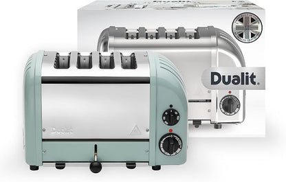 Dualit Classic 4 Slice NewGen Toaster - Stainless Steel - Hand Built in the UK - Replaceable ProHeat elements - Defrost Bread - Mechanical Timer - Eucalyptus Classic Toaster