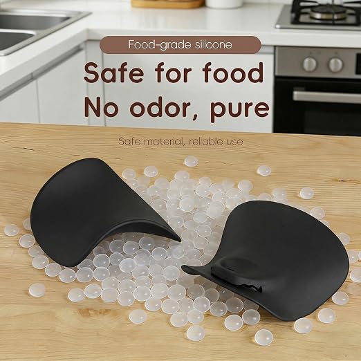Flour Funnel for Kitchen Aid Mixer | Food-Grade Silicone Pouring Shield for KitchenAid Mixer | Hands-Free Clip-On Accessory for Baking, Fits All Standmixers, Space-Saving Design（Black）