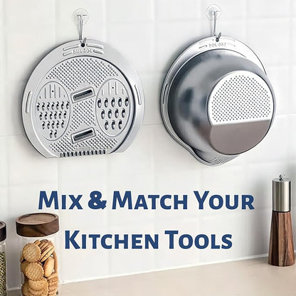 DOPMEP Rice Washer Strainer Bowl, Stainless Steel Colander with Side Drainers - Ideal for Soaking, Washing, Cleaning, and Rinsing Rice, Fruits, Vegetables & Beans, Versatile Kitchen Tool