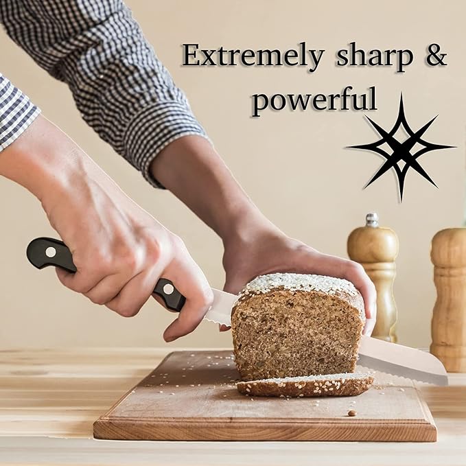 Moss & Stone 14 Pcs Knife Block Set Stainless Steel, Premium Forged Kitchen Knives Set with High-Carbon Blades, Ergonomic Handle, Sharp Blade, Rust Resistant, Modern Style for Home & Chef, Black