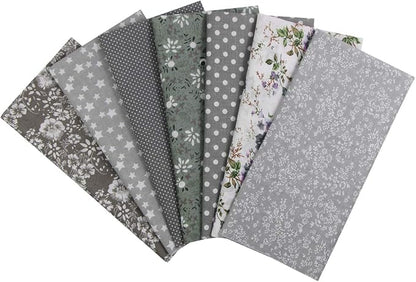 aufodara 7pcs 20” x 20” Cotton Fabric Squares Patchwork Bundle Making Supplies Quilting Weight 120 g/m² for Sewing Quilt DIY Artcraft Handwork (Grey)
