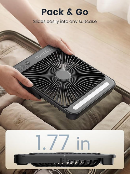 Warmco 20000mAh Battery Powered Fan, Ultra-Slim 8-Inch Portable Camping Fan with LED Lantern, Up to 48H Runtime Rechargeable Desk Fan for Bedroom, Outdoor, Tent, Travel, Cruise Ship Essentials