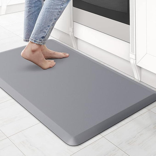 KitchenClouds Kitchen Mat Cushioned Anti Fatigue Rug 17.3"x28" Waterproof Non Slip Standing Desk Mat Comfort Floor Mats for Kitchen House Sink Office (Grey)