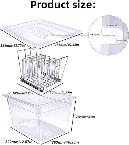 12 QT Large Sous Vide Container With Lid, Sous Vide Tub Kit Compatible with Wancle Anova, Joule, Instant Pot Sous Vide Cookers for Home Chefs Professional Use (12 qt with rack)