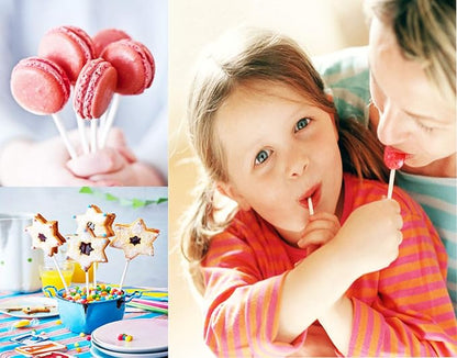 Lollipop Cake Pop Treat Bag Set Including 100pcs Parcel Bags, Papery Treat Sticks, Colorful Metallic Twist Ties for Making Lollipops, Cake Pops, Candies, Chocolates and Cookies