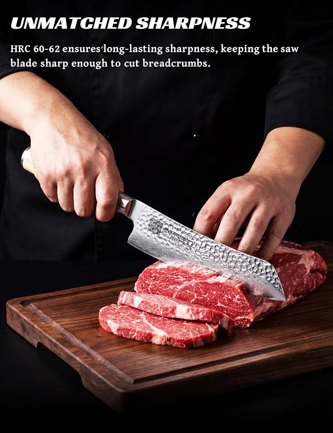 Santoku Knife 7 inch, Lab Tested Ultra and Long-lasting Sharp, VG-10 Core HRC60-62 Damascus Stainless Steel, Professional Premium Forged Kitchen Knife
