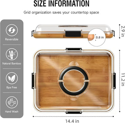 Renmxj Carbonized Charcuterie Board with Clear Lid, Portable Cheese Board Charcuterie Boxes Cutting Boards for Kitchen, House Warming Gifts New Home, Gifts for Women (Carbonized Bamboo, 1 Compartment)