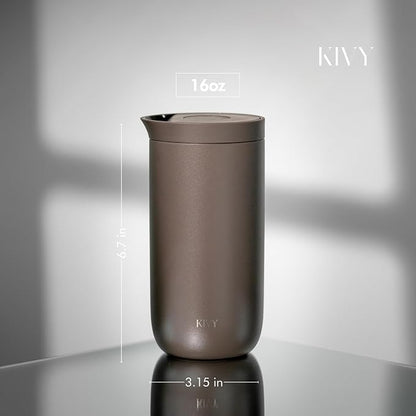 KIVY Travel Coffee Mug Tumbler [24h Cold | 6h Hot] Insulated Coffee Tumbler Stainless Steel - Leak Proof Coffee Travel Mug - 16oz Insulated cup to go for hot & cold drinks - Cups for Women & Men