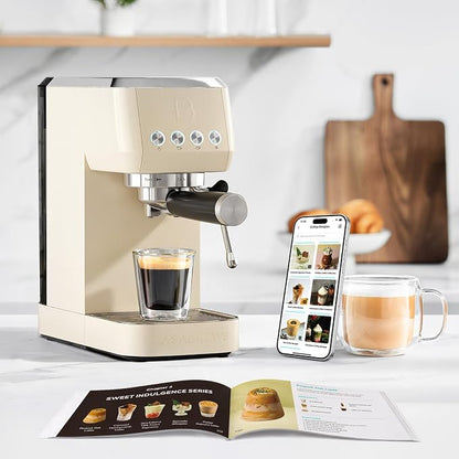 CASABREWS 3700 Essential Espresso Machine 20 Bar, Stainless Steel Coffee Maker with Steam Milk Frother, Espresso Coffee Machine Cappuccino Latte Machine with 43.9oz Removable Water Tank, Creamy