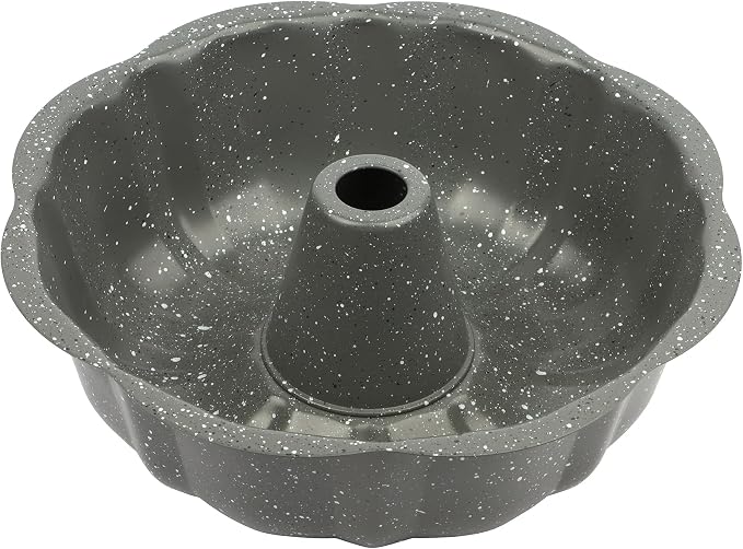 David Burke 9" Fluted Bake Pan – Carbon Steel Bundt Cake Pan – Gray Speckle