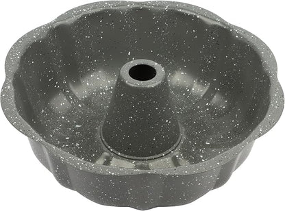 David Burke 9" Fluted Bake Pan – Carbon Steel Bundt Cake Pan – Gray Speckle