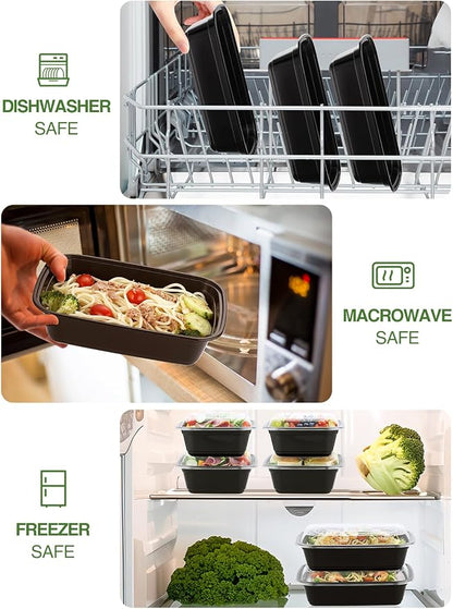 NEEBAKE 40 Sets 38oz Meal Prep Container - Reusable Plastic Food Storage Containers with Lids, Fits Microwave, Freezer and Dishwasher Safe