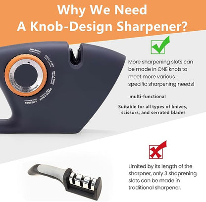 5 in 1 Versatile Manual Knife Sharpener, 5 Stages Knife Sharpeners Professional Chef's Kitchen Knife Accessories, Kitchen Blade & Scissors Sharpening Tool, Easy to Use, for Kitchen Knife