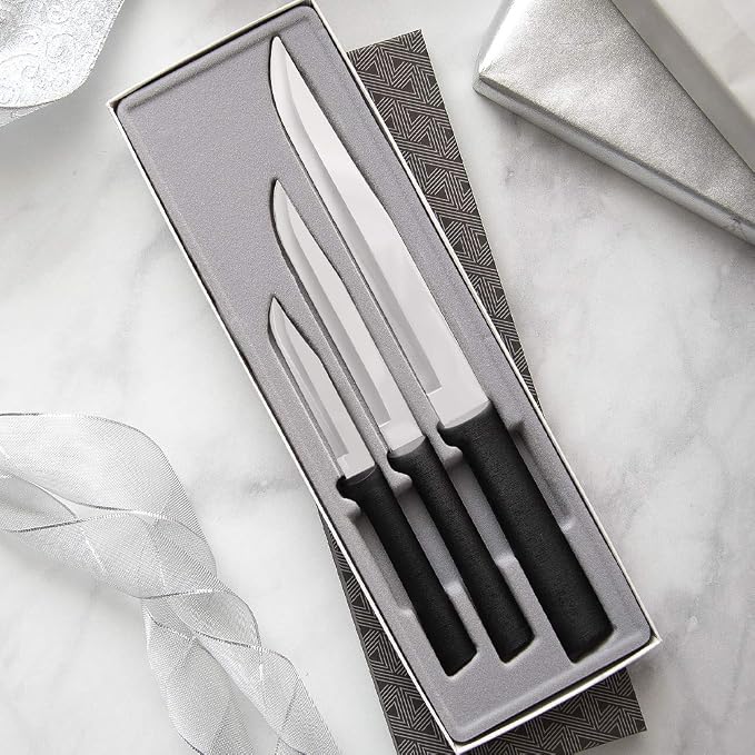 RADA Cutlery Housewarming Gift Set (G202), 3-Piece Knife Set, Stainless Steel Blades, Black Handle