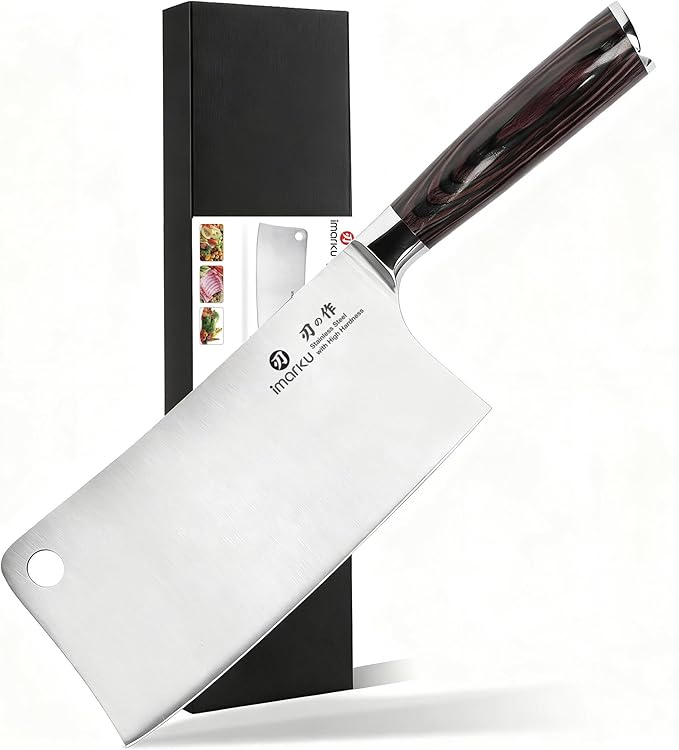 imarku Meat Cleaver 7 Inch, Razor Sharp Japanese High Carbon Steel Vegetable Cleaver Knife, Multipurpose Kitchen Chopper Butcher Knife for Home Kitchen & Restaurant, Ergonomic, Gifts for Men and Women