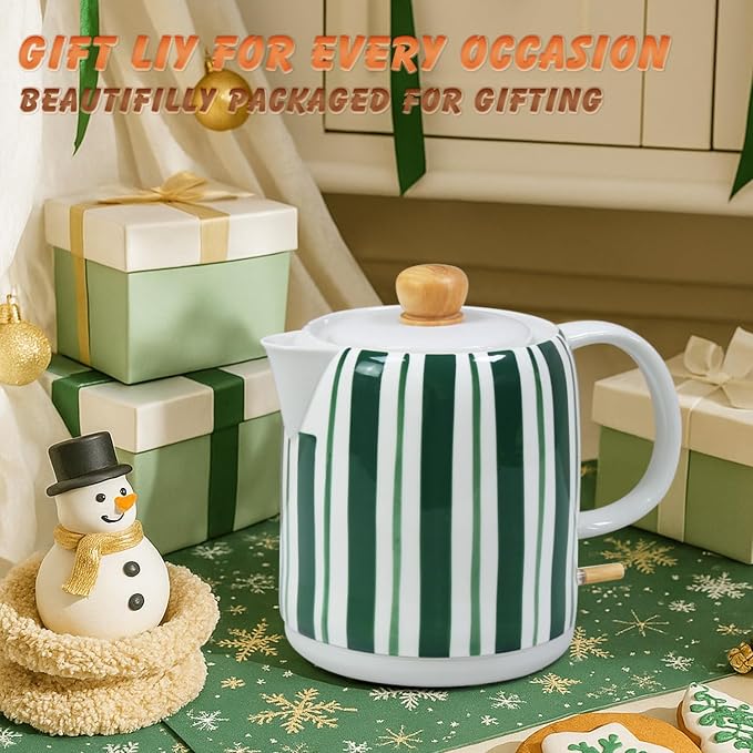 1.0-Liter Ceramic Electric Kettle, 1000W Rapid Boil, Tea Kettles Pot & Hot Water Boiler For Coffee & Tea, Teapot Auto Shut-Off, Boil-Dry Protection (A21)