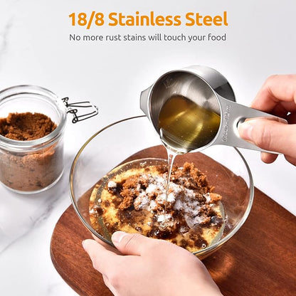 U-Taste Measuring Cups and Spoons Set of 15 : 7 Measuring Cups and 7 Measuring Spoons with 2 D-Rings and 1 Professional Magnetic Measurement Conversion Chart