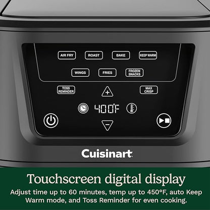 Cuisinart CompactMax 8-Quart Basket Air Fryer for Large Family Meals, Compact Ceramic Countertop Fits a 4.5-lb Chicken, 4-in-1 Air Fry, Roast, Bake & Keep Warm, Easy-Clean Dishwasher-Safe, AIR-210