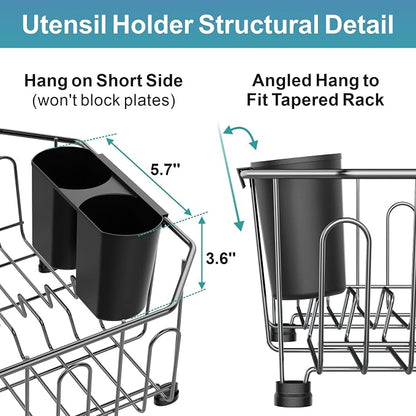 GSlife Small in Sink Dish Drying Rack - Stainless Steel Compact Dish Drainer for RV Kitchen Apartment Sink, Rust Resistant Inside Sink Rack, 1–2 Person Households, 11.6" W x 13.4" L, Gunmetal Grey