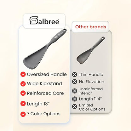 Silicone Spoon Spatula for Cooking - Multifunction Scoop Spatula Spoonula - Heat Resistant Cooking Spoon for Nonstick Cookware - Large Silicone Kitchen Spoon - Seamless Design (Gray/Teal,2pcs)