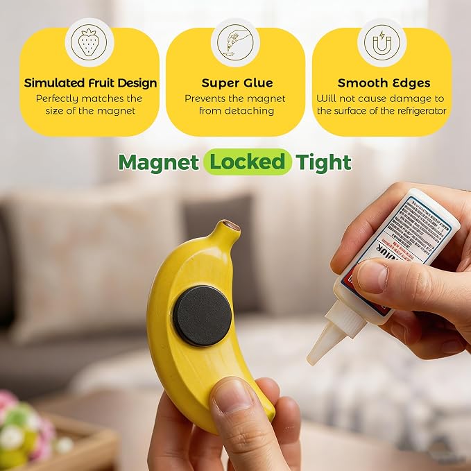 Renmxj 8 Pcs Mini Resin Fruit Magnets for Fridge, Cute Tiny Decorative Fridge Magnets, for Kitchen Refrigerator Office Locker Decoration(Multicolor)