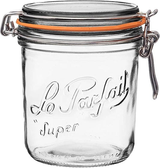 Le Parfait Super Terrine 750mL (24oz) Zero Waste Eco-Friendly Glass Canning Jar, Airtight Rubber Seal & Wire Bail Lid, BPA-Free, Water Bath Safe for Food Storage & Preserving, Made in France