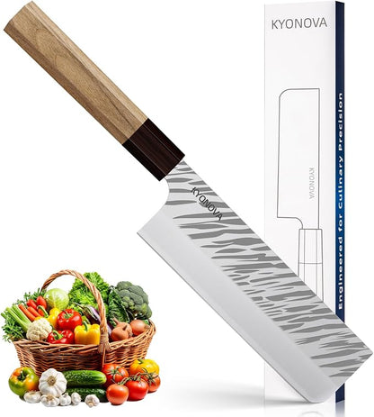7 Inch Nakiri Knife, 9-Layer VG10 High Carbon Steel Japanese Chef Knife, Handcrafted Vegetable Cleaver with Octagonal Rosewood Handle sharp kitchen knife for Home Kitchen & Restaurant