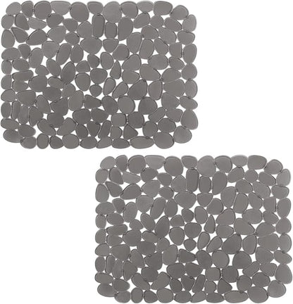 Bligli Pebble Sink Mat for Stainless Steel/Ceramic Sinks, 2 Pack PVC Sink Protectors Mats for Bottom of Kitchen Sink, Dish Drying Mat for Dishes and Glassware, 15.7 x 11.8 inch, Grey